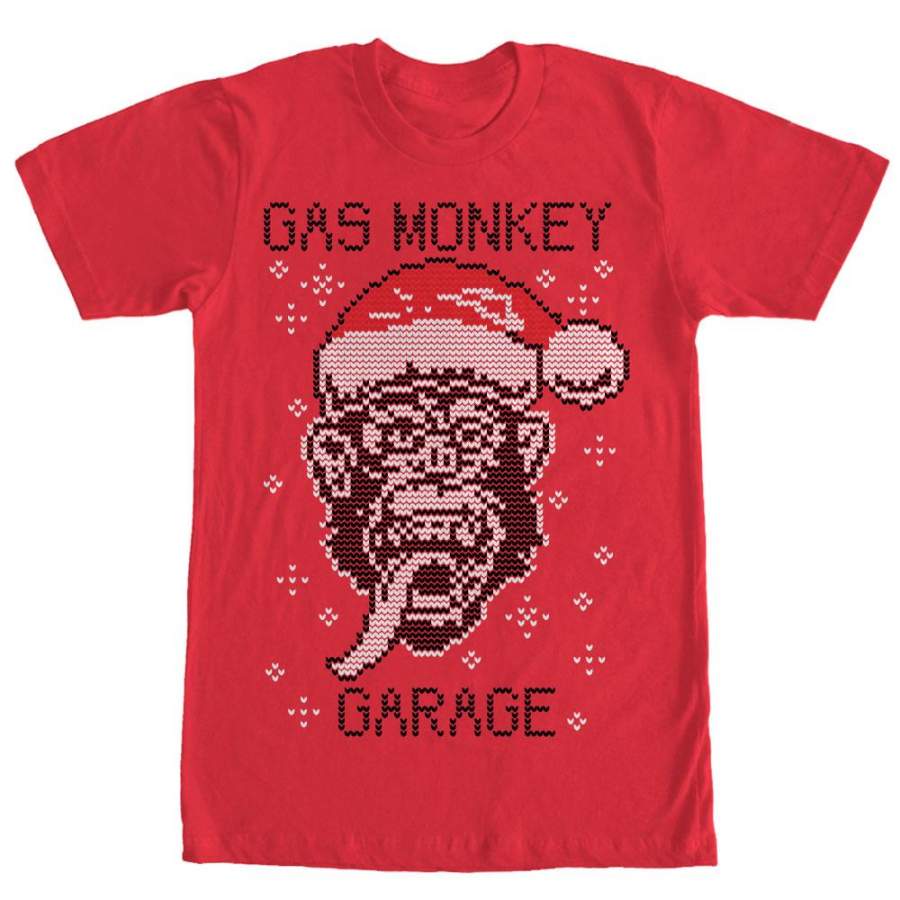 Gas Monkey Men’s Ugly Christmas Sweater  T Shirt Red