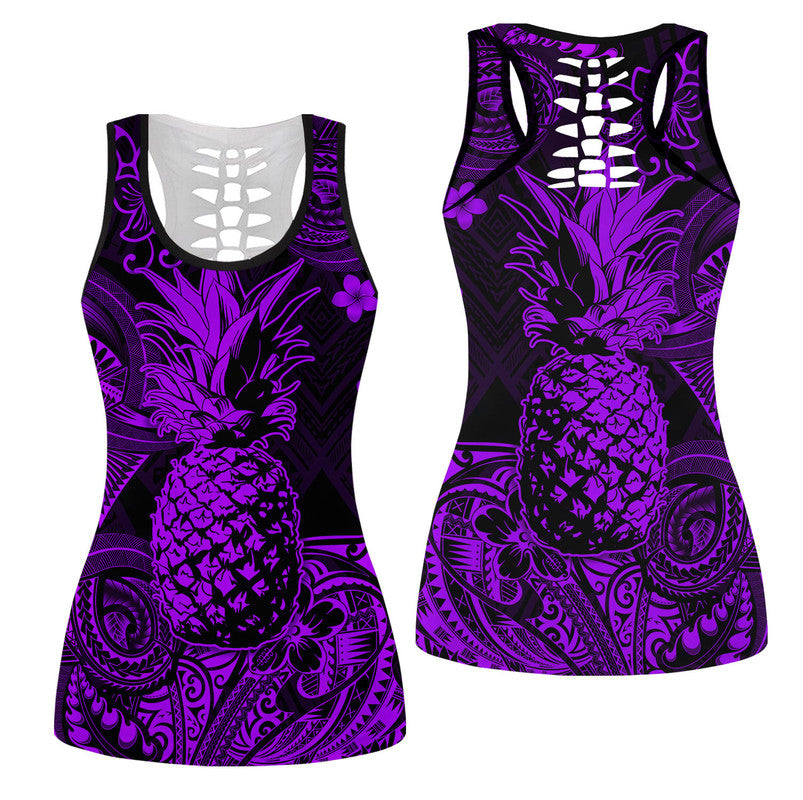 Hawaiian Pineapple Polynesian Hollow Tank Top Unique Style Purple Ha73929