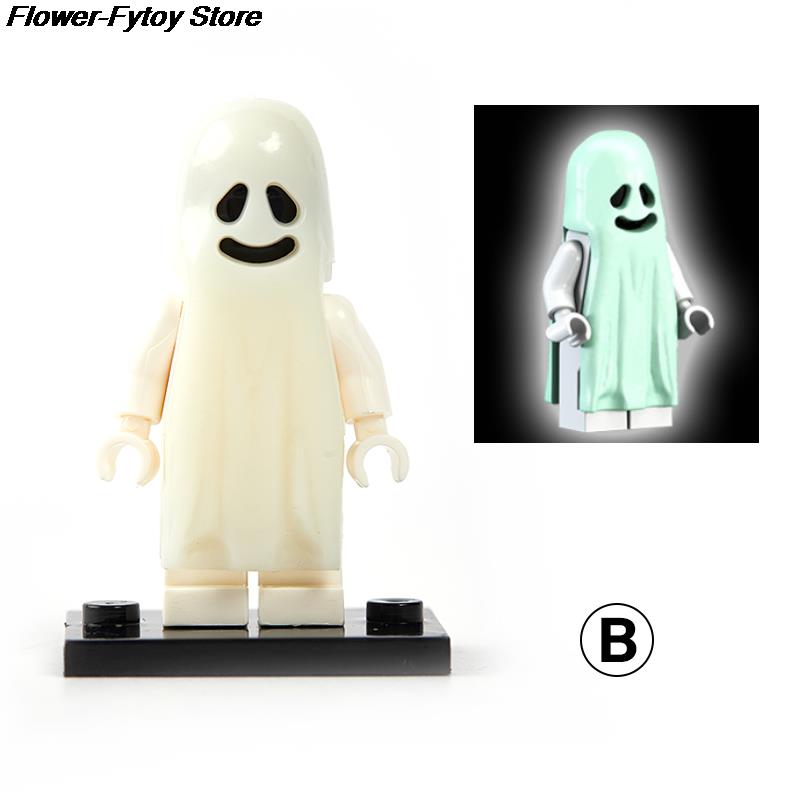 Horror Halloween Series Building Blocks Luminous Smiling & Crying Ghost Model Action Figures Small Bricks Toys for Children 1PC alx