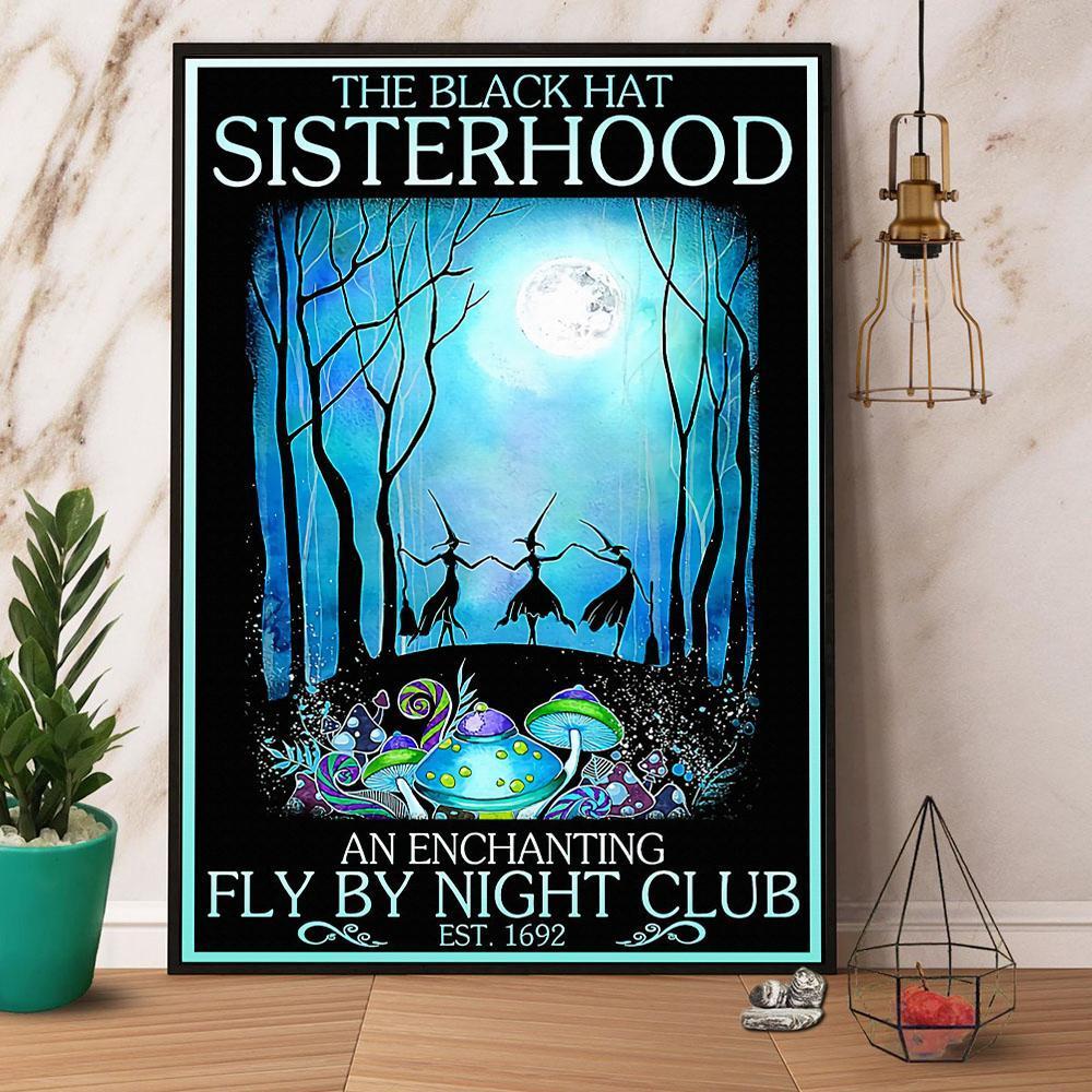 Witch The Black Hat Sisterhood Night Club Halloween Full Size Poster No Frame Matte Canvas, Wall Decor Visual Art