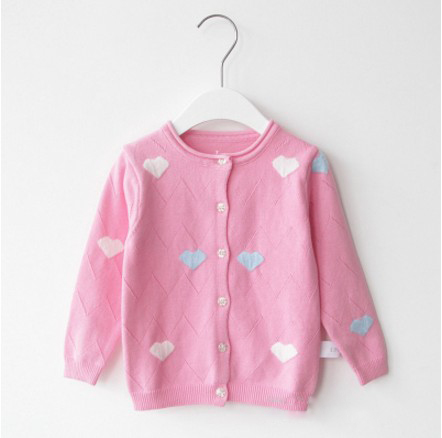 Baby Girls Sweaters Kids Clothes Cotton Children Knitted Sweater Coat Cute Love Heart Girls Jacket alx