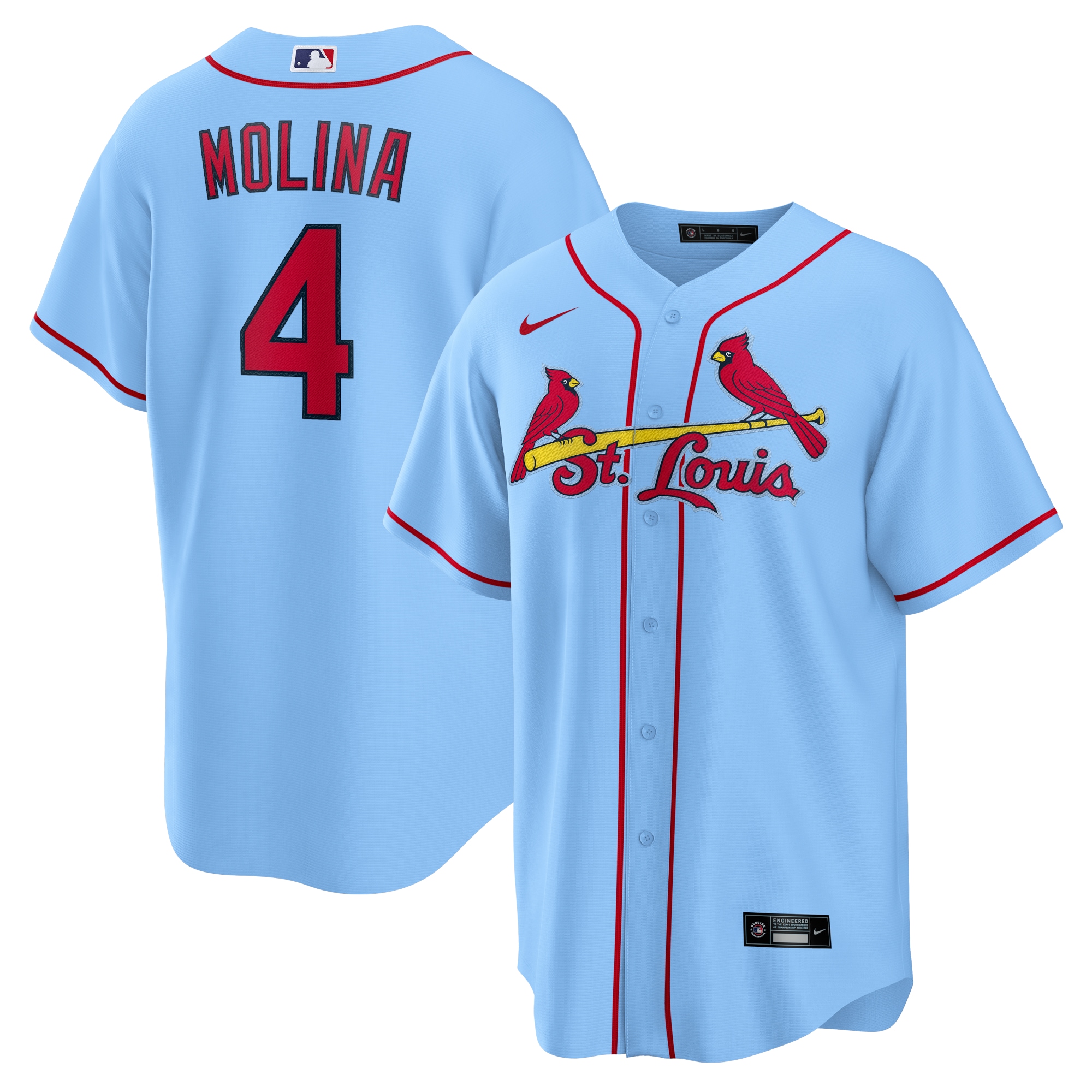 Men’s St. Louis Cardinals Yadier Molina Light Blue Alternate Player Name Jersey