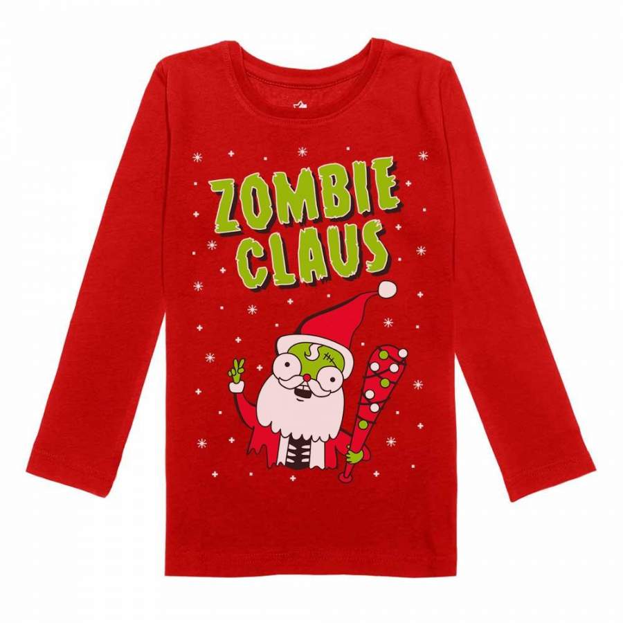 Zombie Santa Claus Ugly Christmas Toddler Girls Fitted Long Sleeve T-Shirt