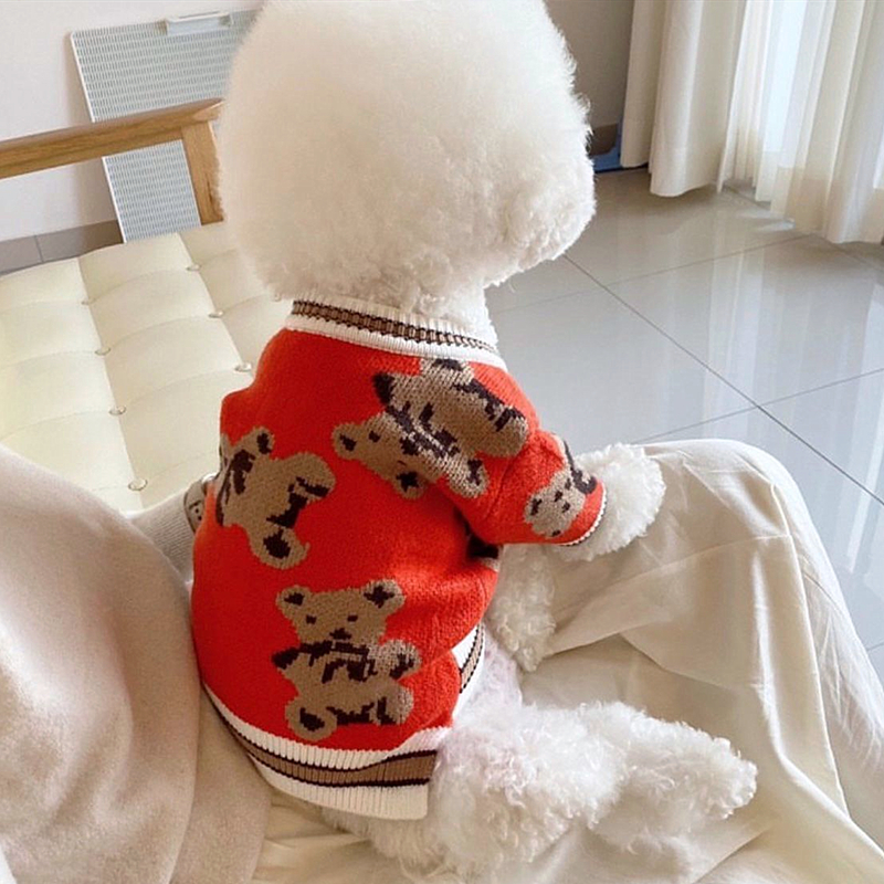 Pet Warm Open Shirt Winter Dog Clothes Knitted Bear Sweater Teddy Two Foot Clothes Puppy Pop Clothes Birthday Gifts alx