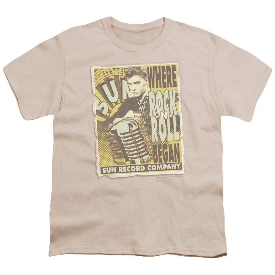 Sun Records Rock N Roll Began Poster Kids Youth T Shirt Cream