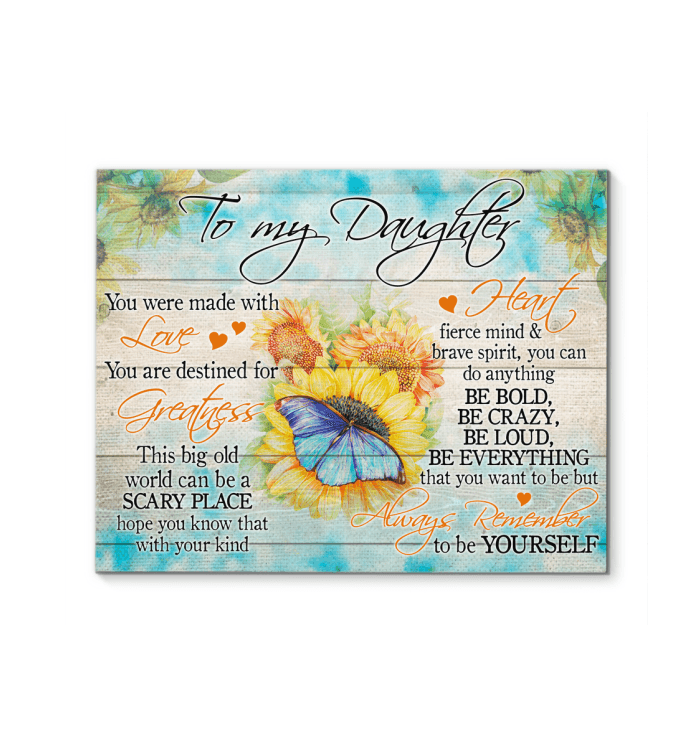 Canvas Prints With Stunning Butterfly Centered For Daughter Together With A Warm-Hearted Message, Perfect Gift To Her For All Occasions Home Decors Ready To Hang