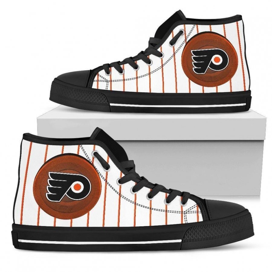 Straight Line With Deep Circle Philadelphia Flyers High Top Shoes #125