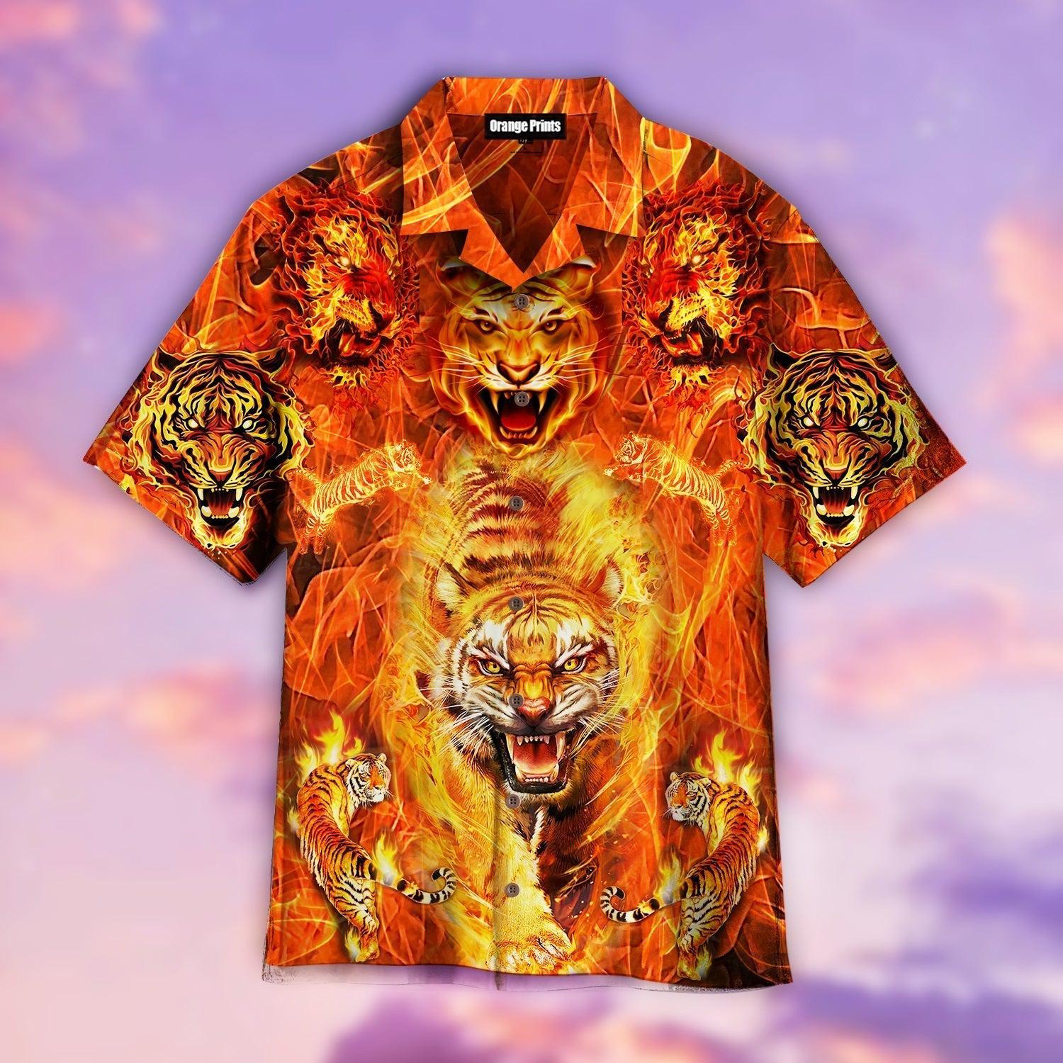 Tiger Playing With Fire Hawaiian Shirt | For Men & Women | Wt1963