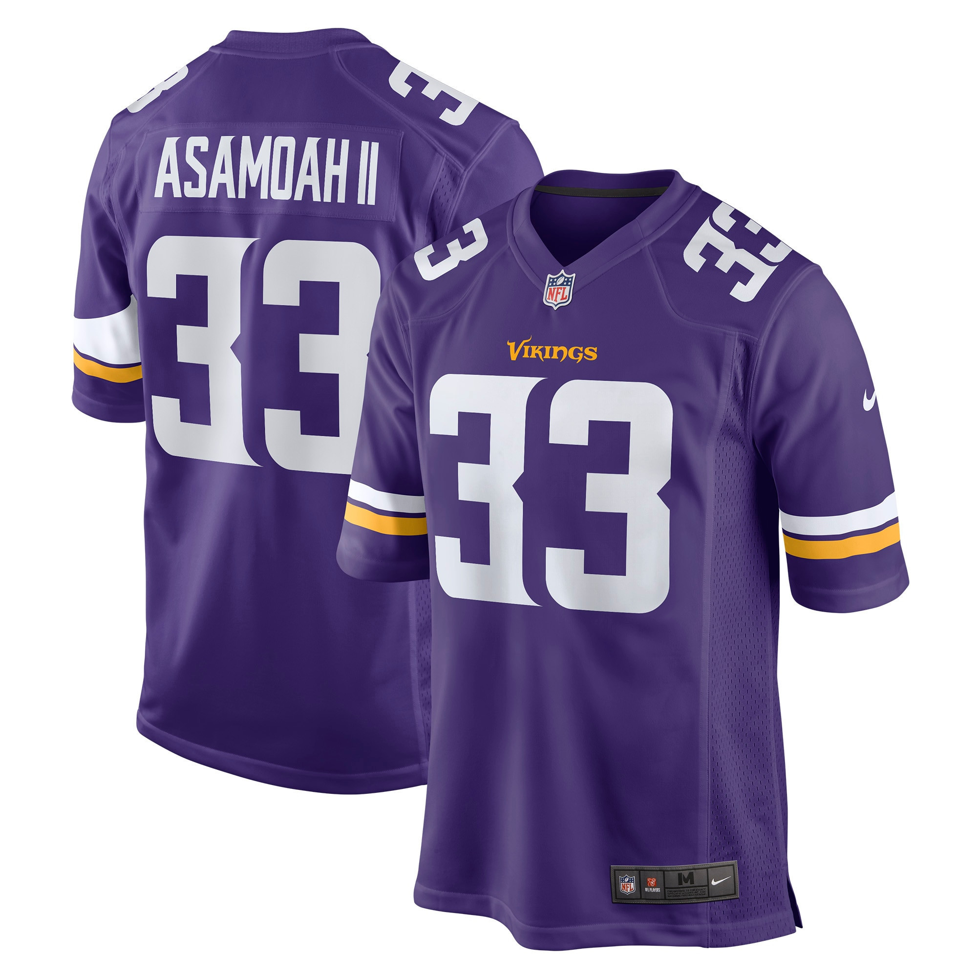 Brian Asamoah Minnesota Vikings Player Game Jersey – Purple NFL