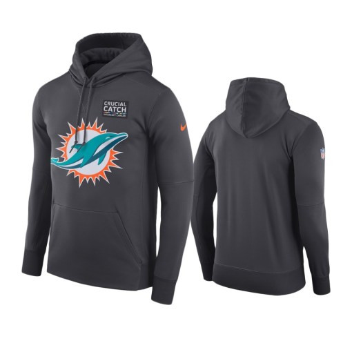 Miami Dolphins Anthracite Crucial Catch Hoodie