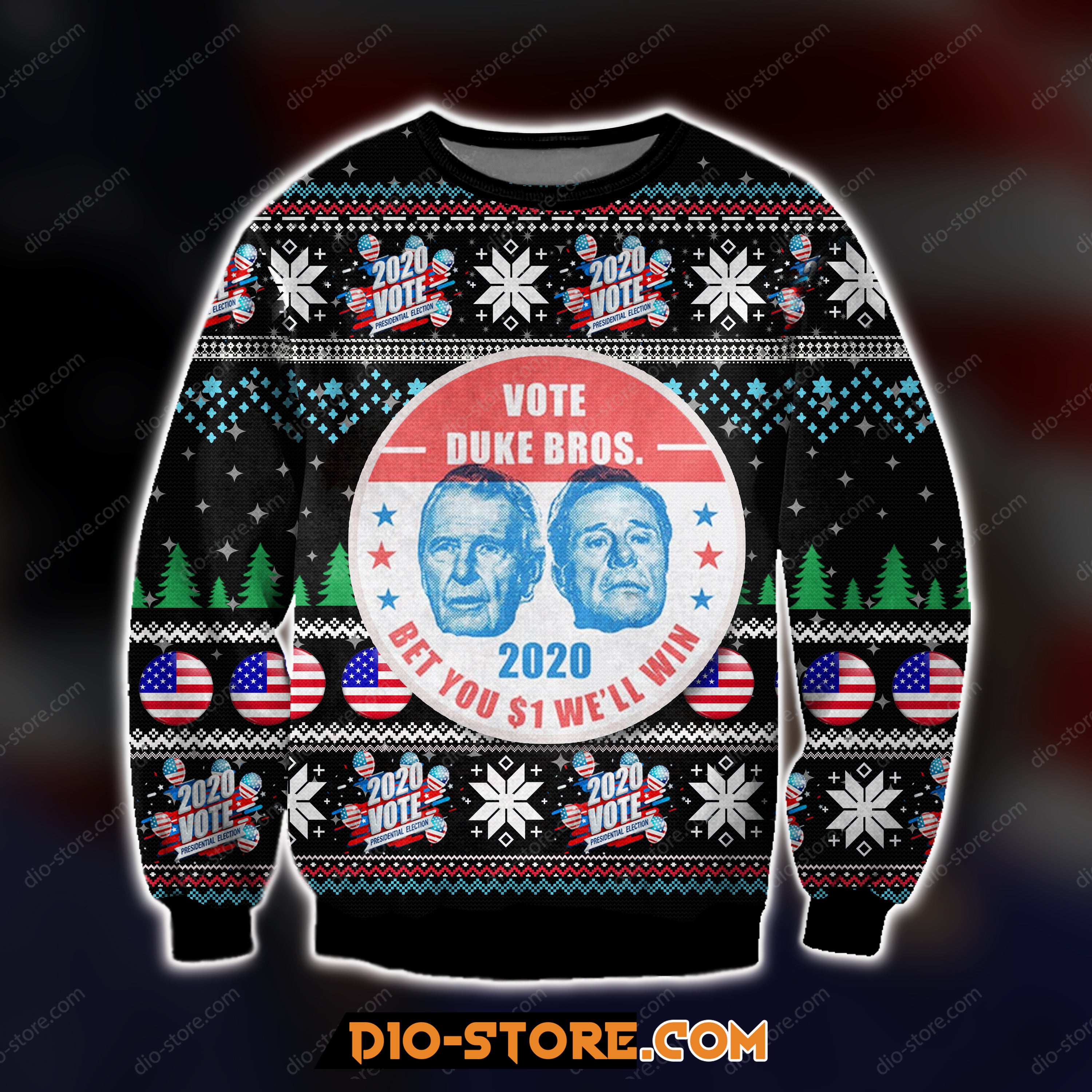 Vote Duke Bros 2020 3D Print Ugly Christmas Sweater