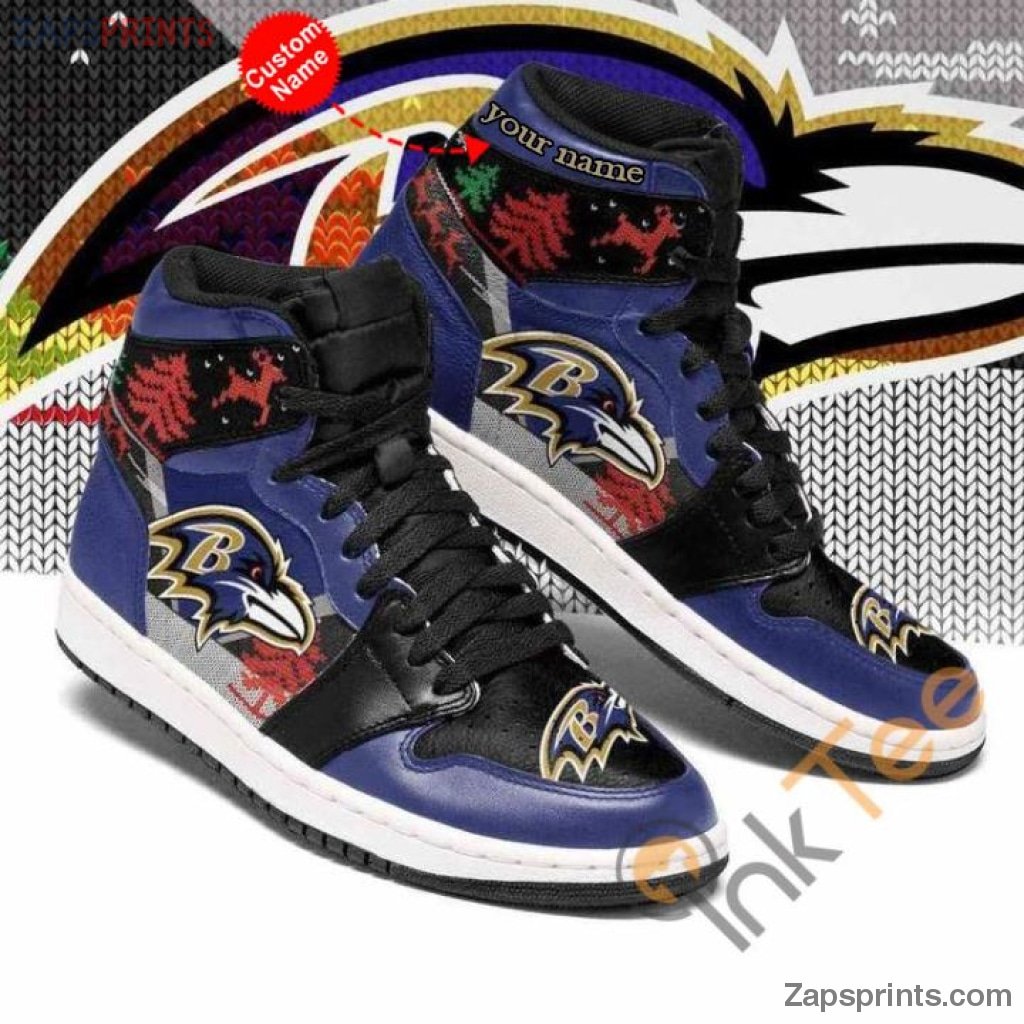 Christmas Baltimore Ravens Personalized Name Air Jd1 Sneakers Custom Shoes