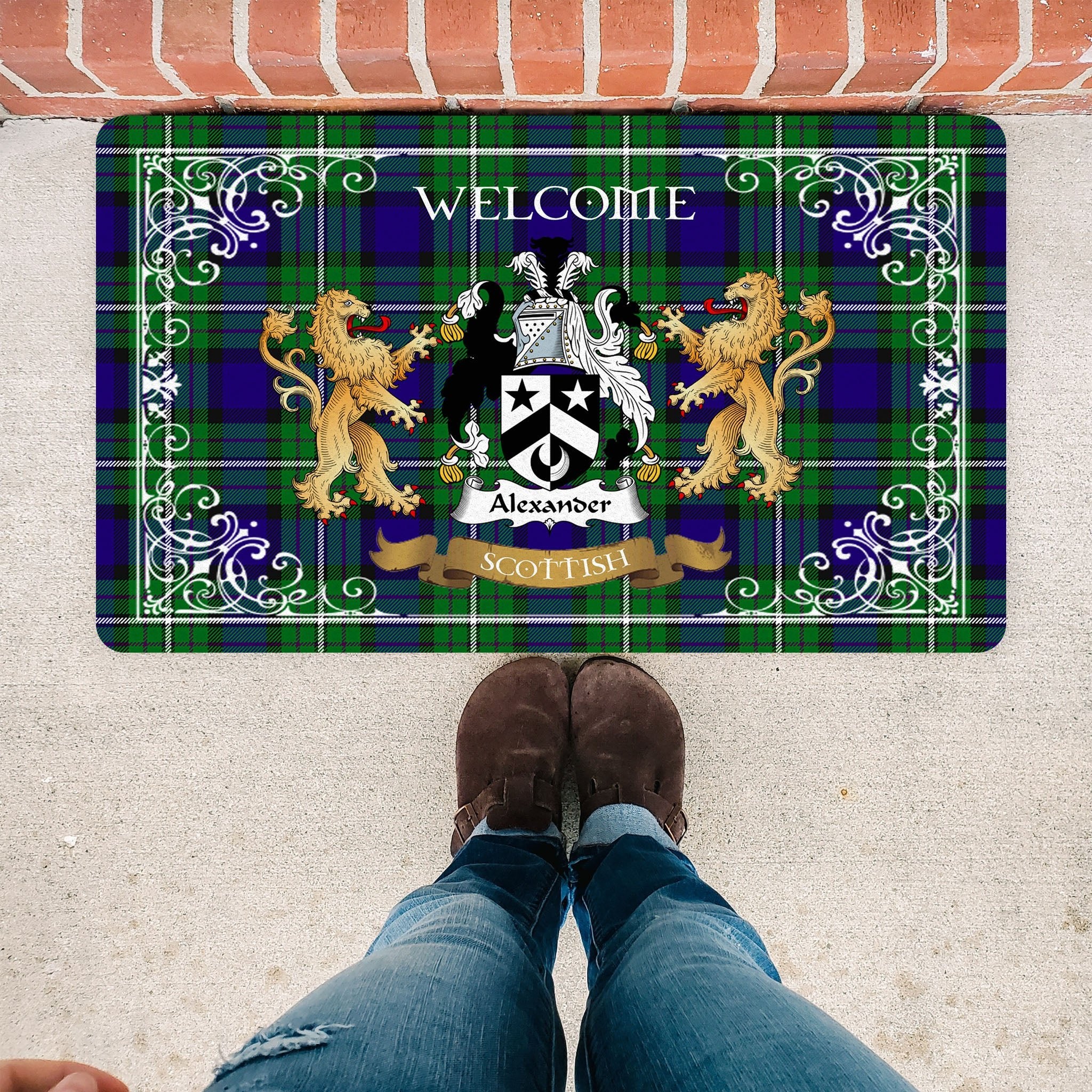 Scotstee Shop Tartan Door Mat The Family Alexander Scottish Plaid Doormat, Welcome Mat, Christmas Door Mat