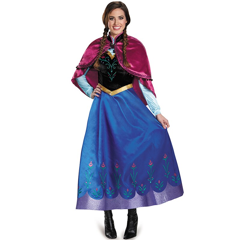 Anna Princess Cosplay Costume Adult Snow Grow Elsa Clothing Fairy Tale Party Dress Anime Costume for Halloween Women alx