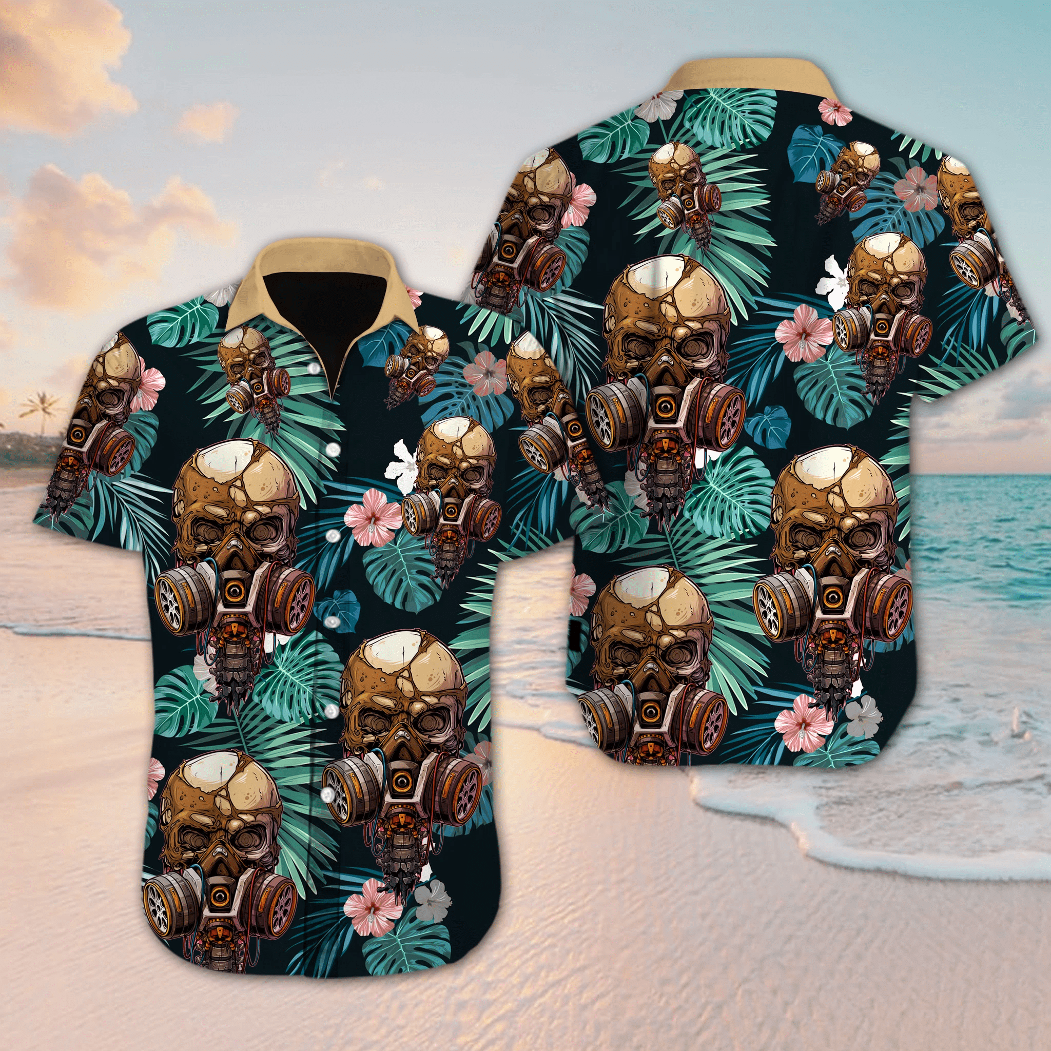 Order Hawaii Aloha Shirts Skull Flower Dh Ha38272