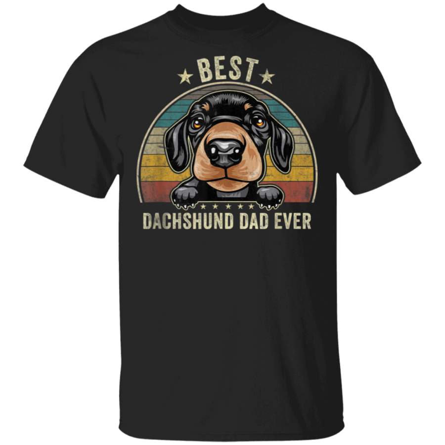 Mens Vintage BlackDachshund Gifts Best Dachshund Dad Daddy TShirt