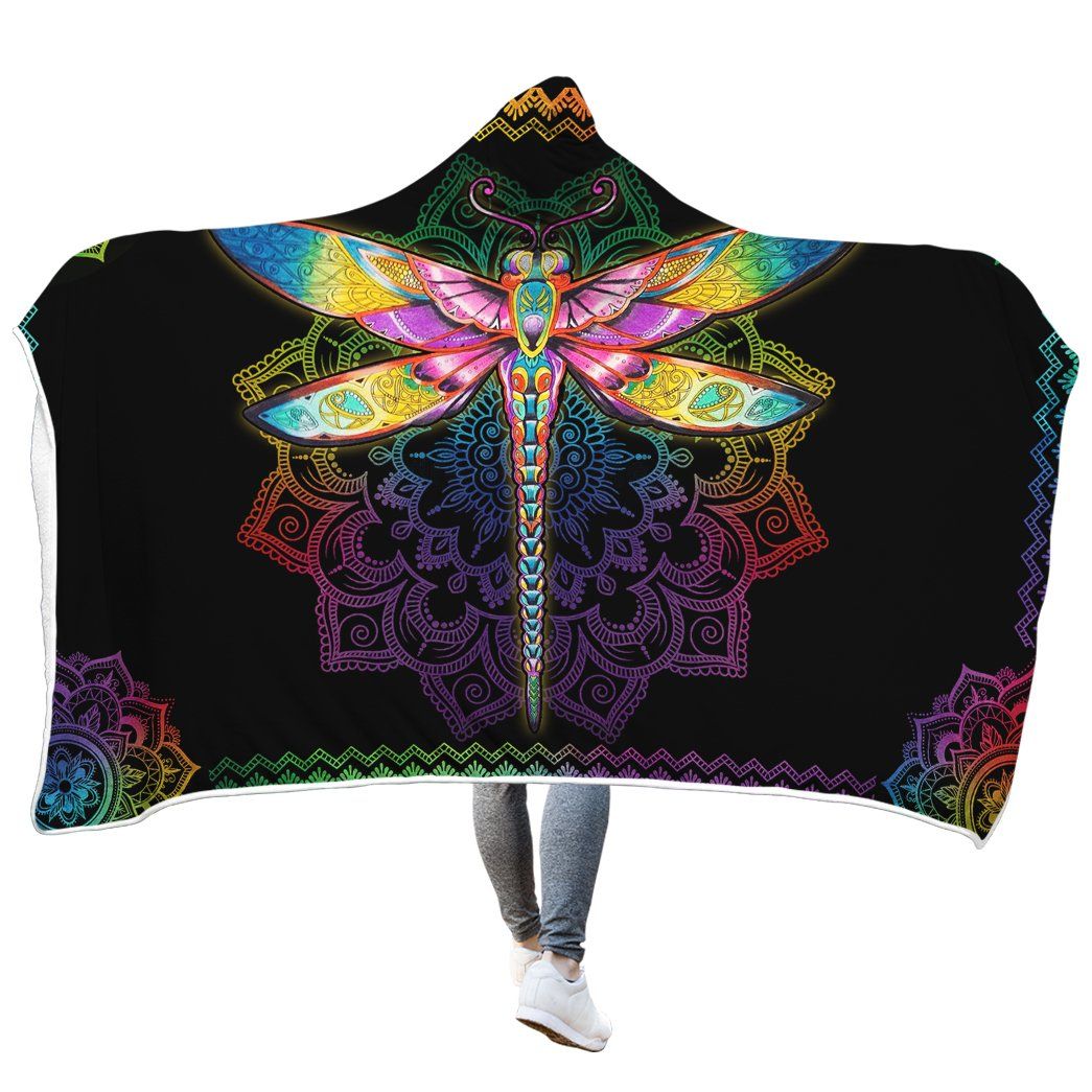 Casespring 3D Colorful Mandala Dragonfly Custom Hooded Blanket