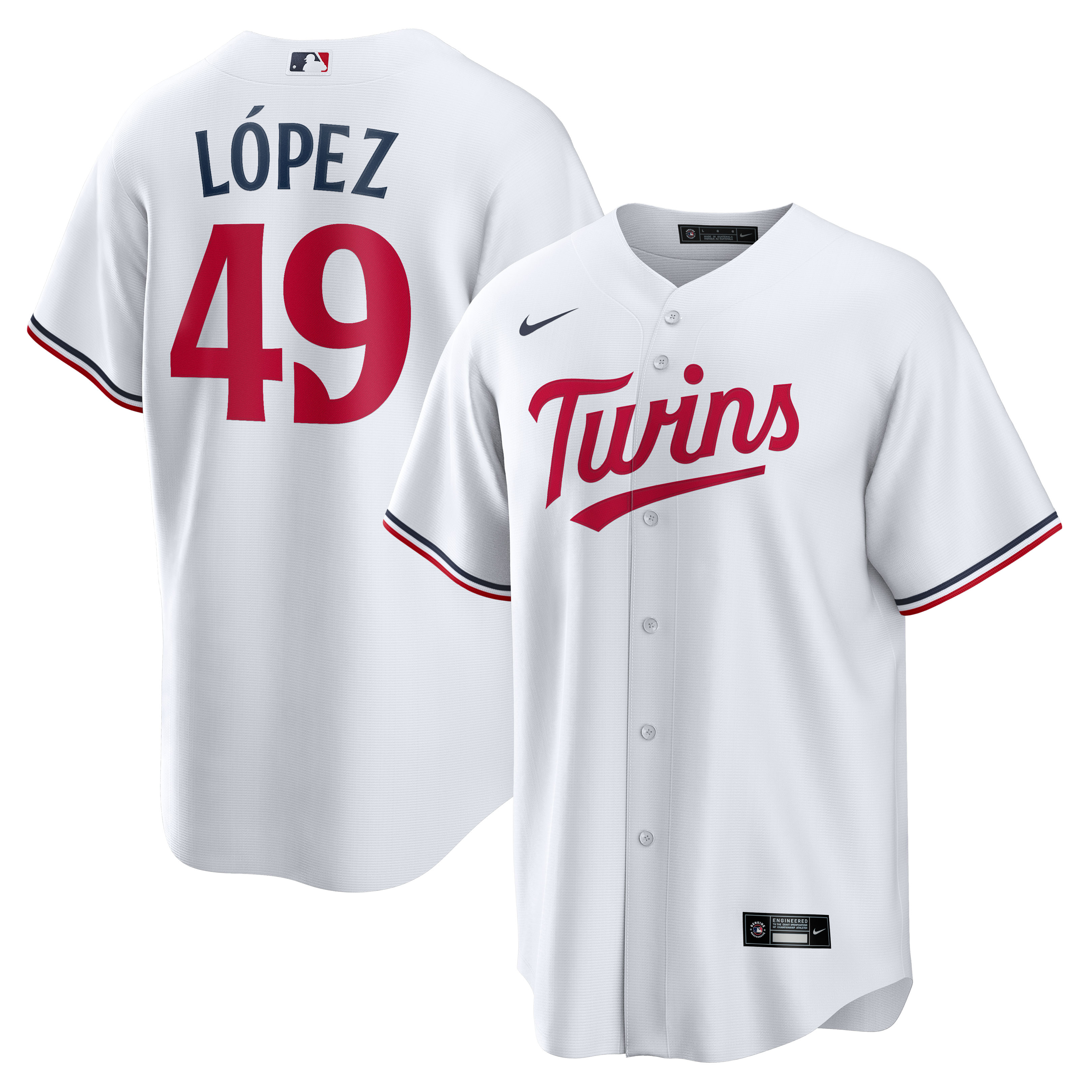 Pablo López Minnesota Twins Home Replica Player Jersey – White