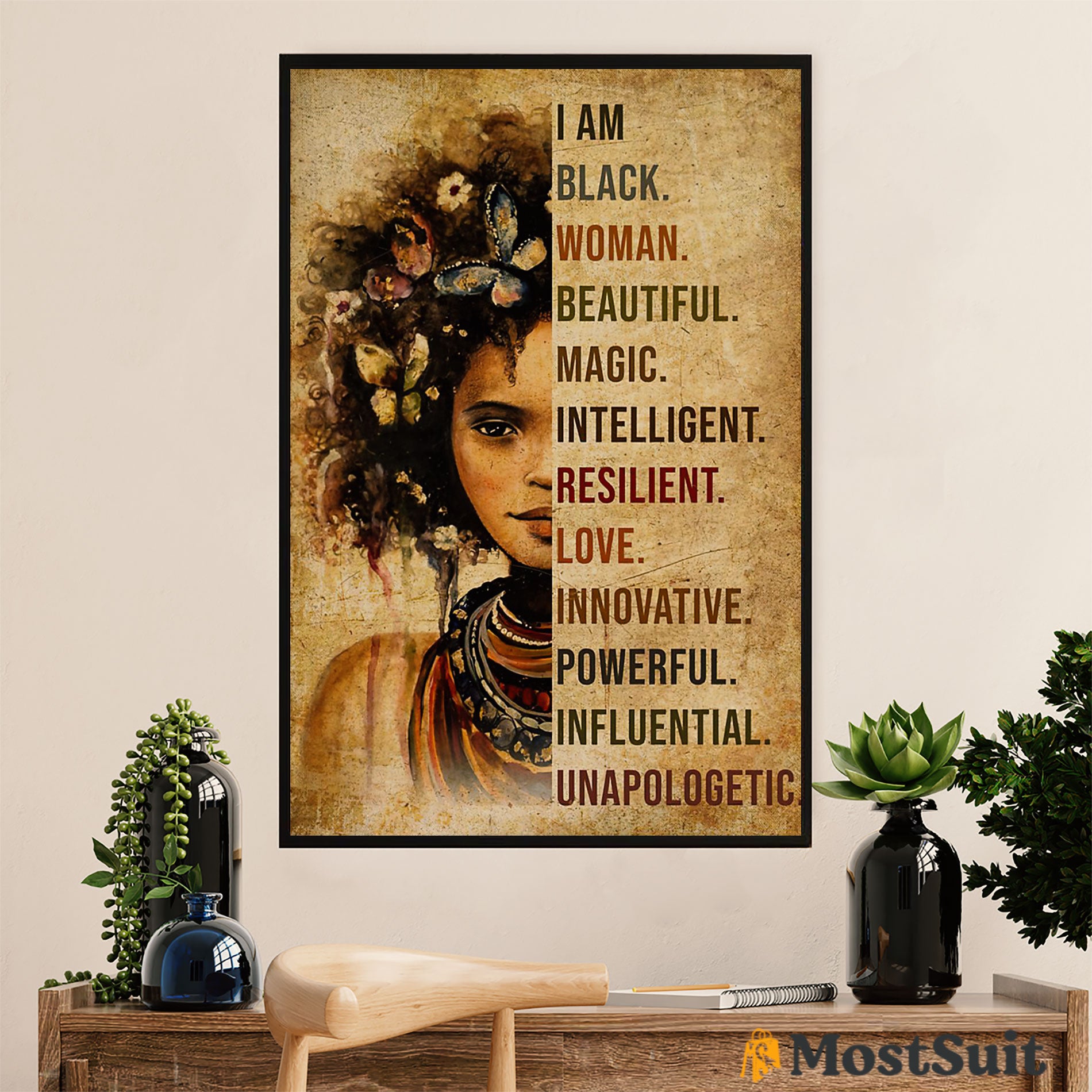 African American Afro Poster | Gift For Black Girl | Juneteenth Day Room Wall Art – I Am Black Woman