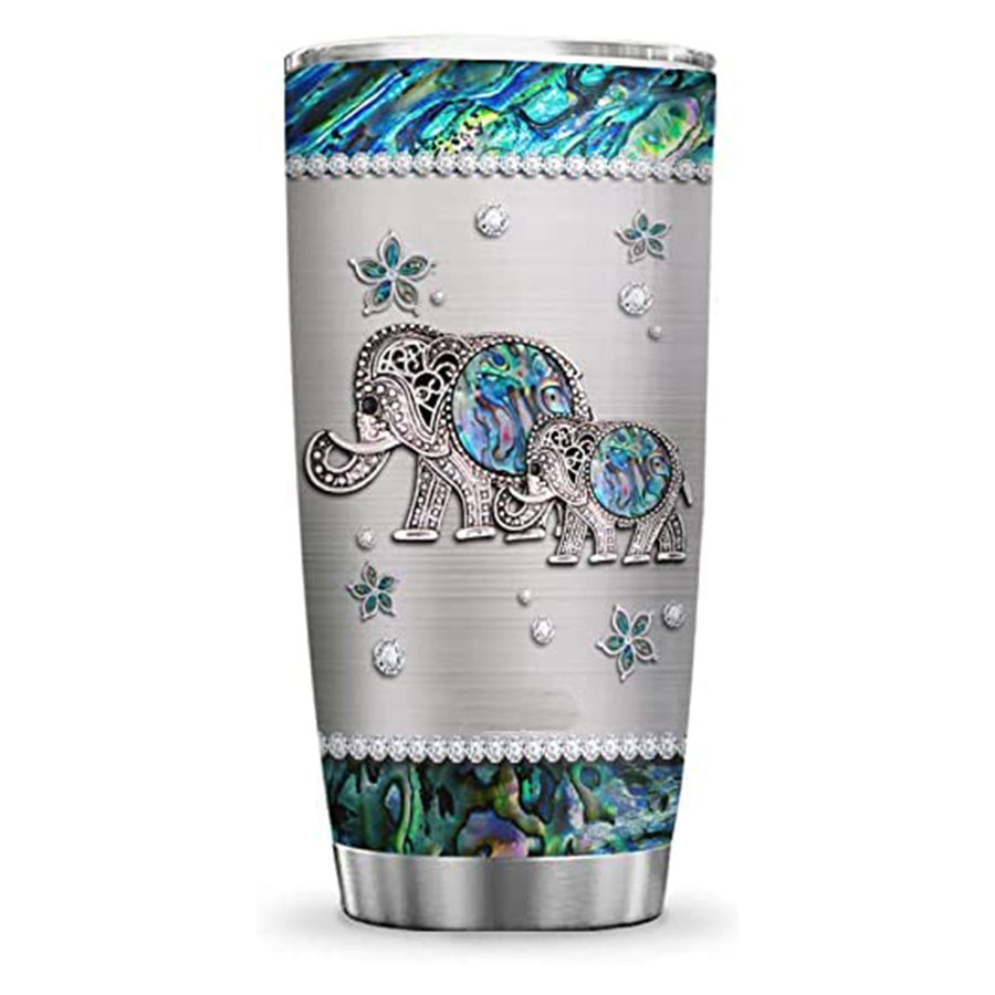 20Oz Printed Elephant Motherhood Jewelry Style Stainless Steel Tumbler Cup With Lid Mug