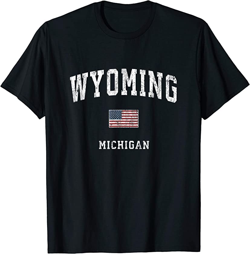 Wyoming Michigan MI Vintage American Flag Sports Design T-Shirt