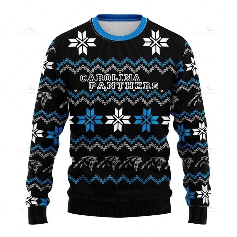 Carolina Panthers Sweatshirt Cute Snowflakes Graphic Gift For Men