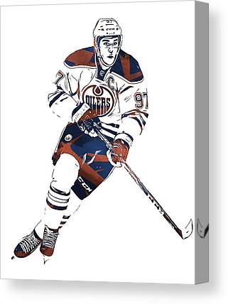 Connor Mcdavid Edmonton Oilers Pixel Art 1001 Joe Hamilton Canvas Print