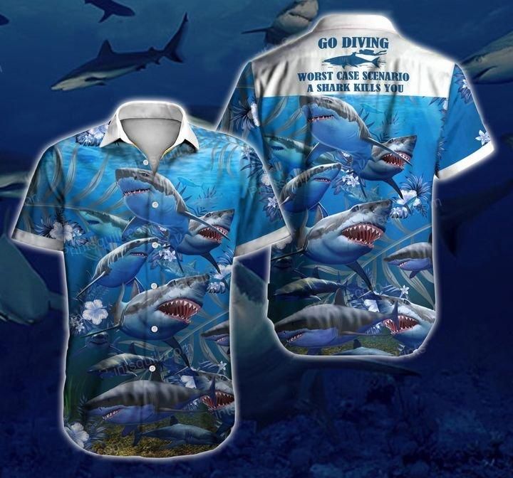 Shark Hawaiian Shirt  Unisex  Adult  Hw1087