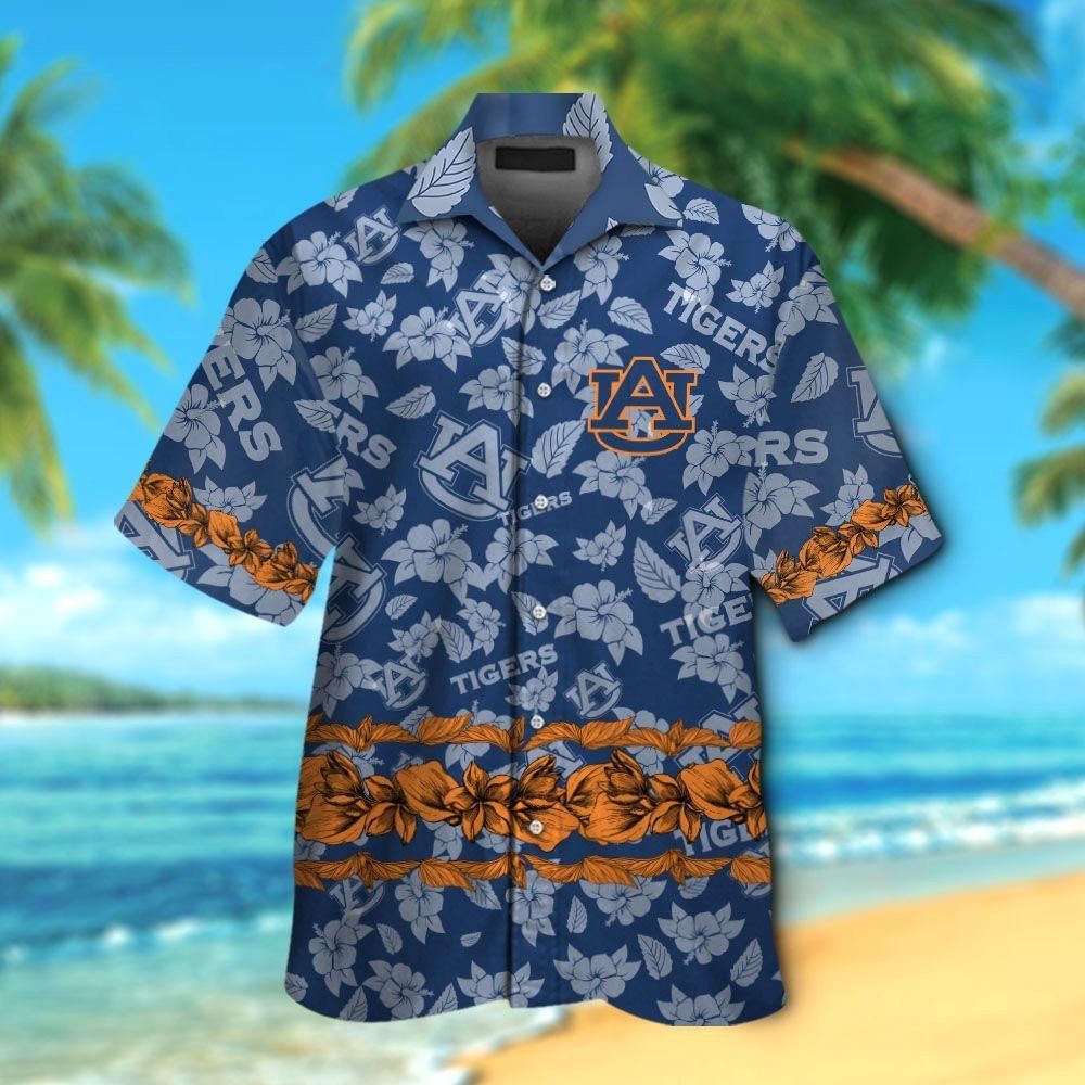 Auburn Tigers Tropical Hawaiian Short Sleeve Shirt Button Up