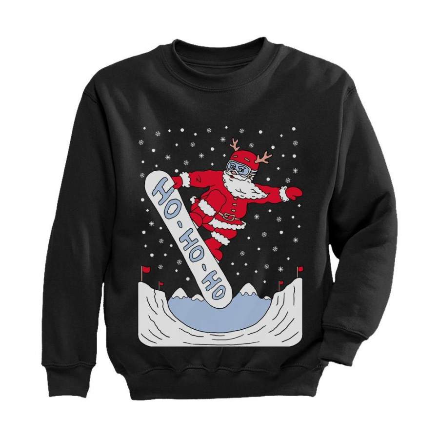 Ugly Christmas Santa On Snowboard Toddler/Kids Sweatshirt