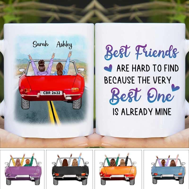 Besties Sitting In Car On Road Personalized Mug