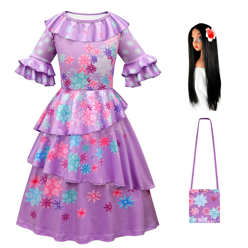 Anime Encanto Isabella Cosplay Purple Costume Girls Dress Children Fancy Dresses for wig Carnival Party Kids Cosplay Princess alx