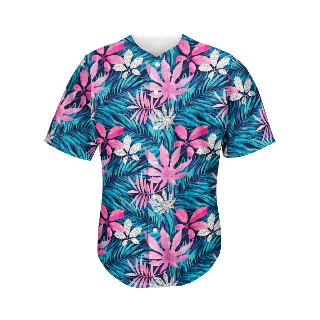 Blue And Pink Watercolor Hawaii Print Baseball Jersey Ha10225