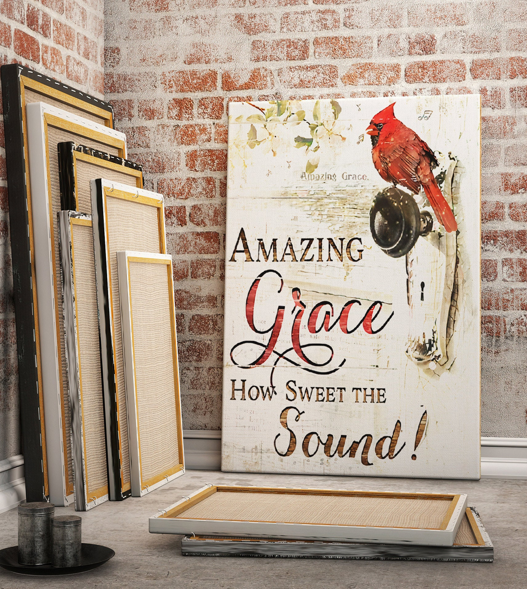 Cardinal Amazing Grace Canvas Prints For Home Office Living Room Decorations Birthday Christmas Gift Home Decor Ready To Hang