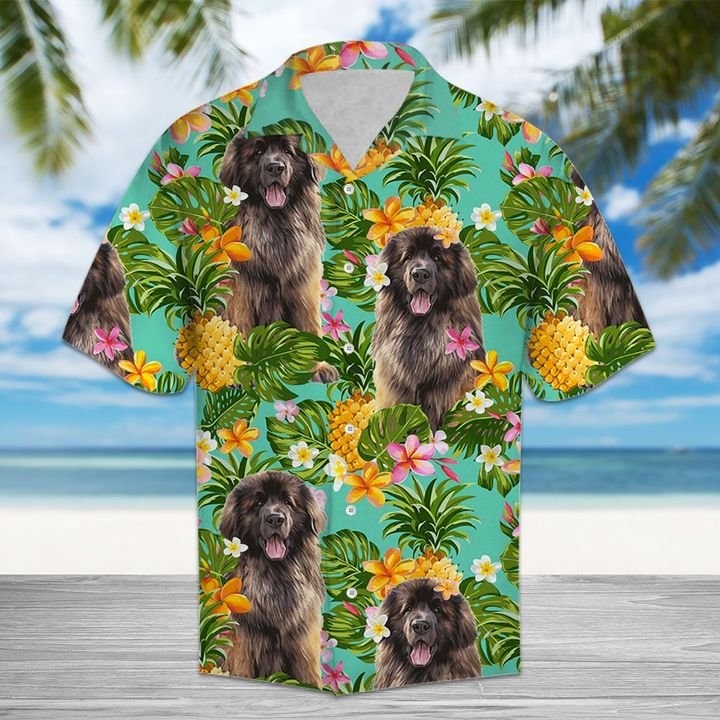 Tropical Pineapple Leonberger Hawaiian Shirt Summer Button Up For Men, Women, Couple