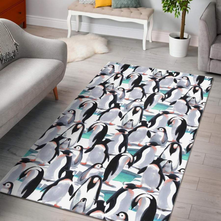 Pattern Print Penguin Area Rug