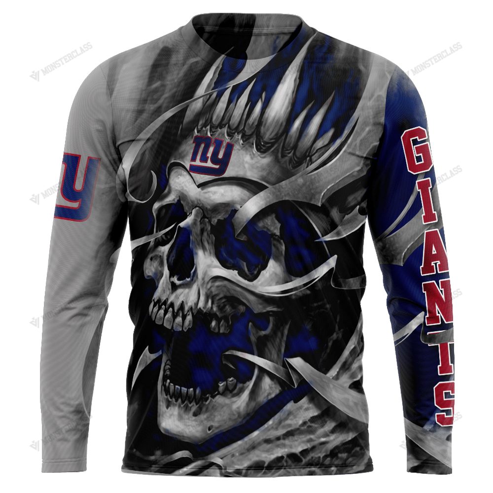 New York Giants Custom Name Number Grey Skull Gift For Fan 3D Full Printing Sweatshirt