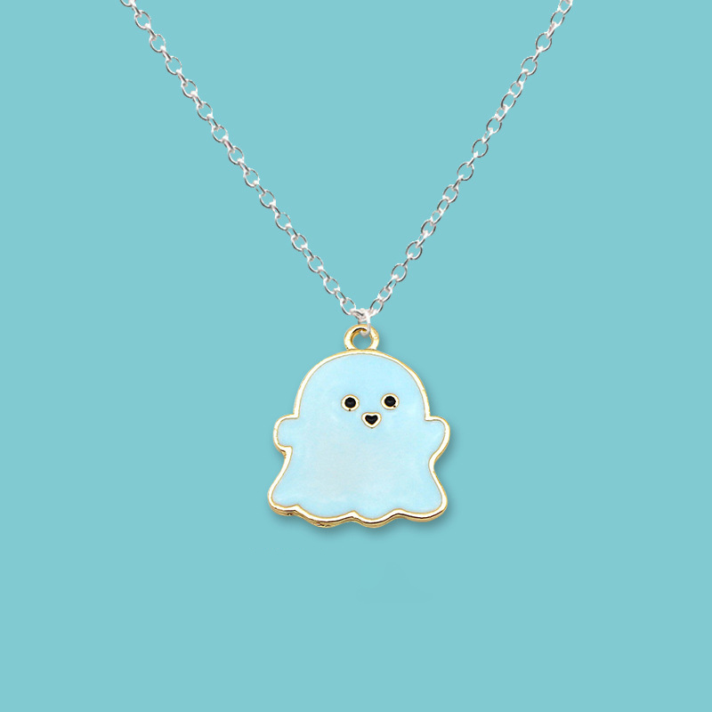 Cute Cartoon Ghost Friendship Couple Pendant Necklaces For Korean Fashion Female Men Best Friend Lovely Women Necklaces Jewelry alx