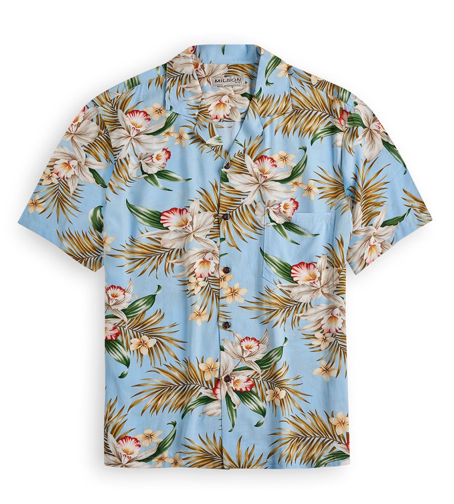 Orchid Garden Pale Blue Awesome Design Hawaii Shirt Ha21150