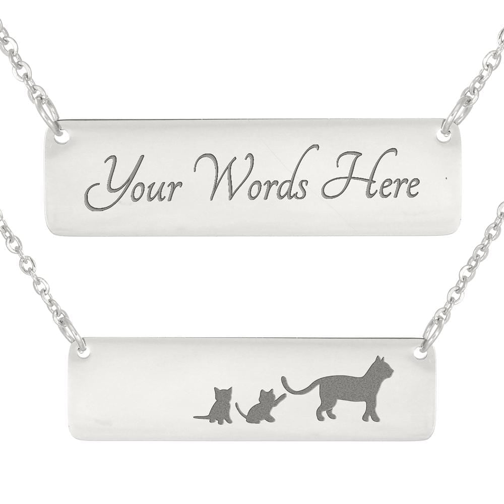 Mama Cat & 2 Kittens – Bar Necklace