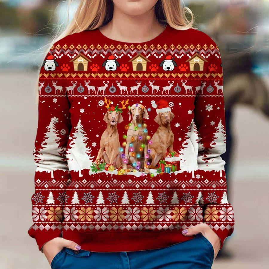 Vizsla Christmas – Ugly Christmas Sweater – 3D Sweater