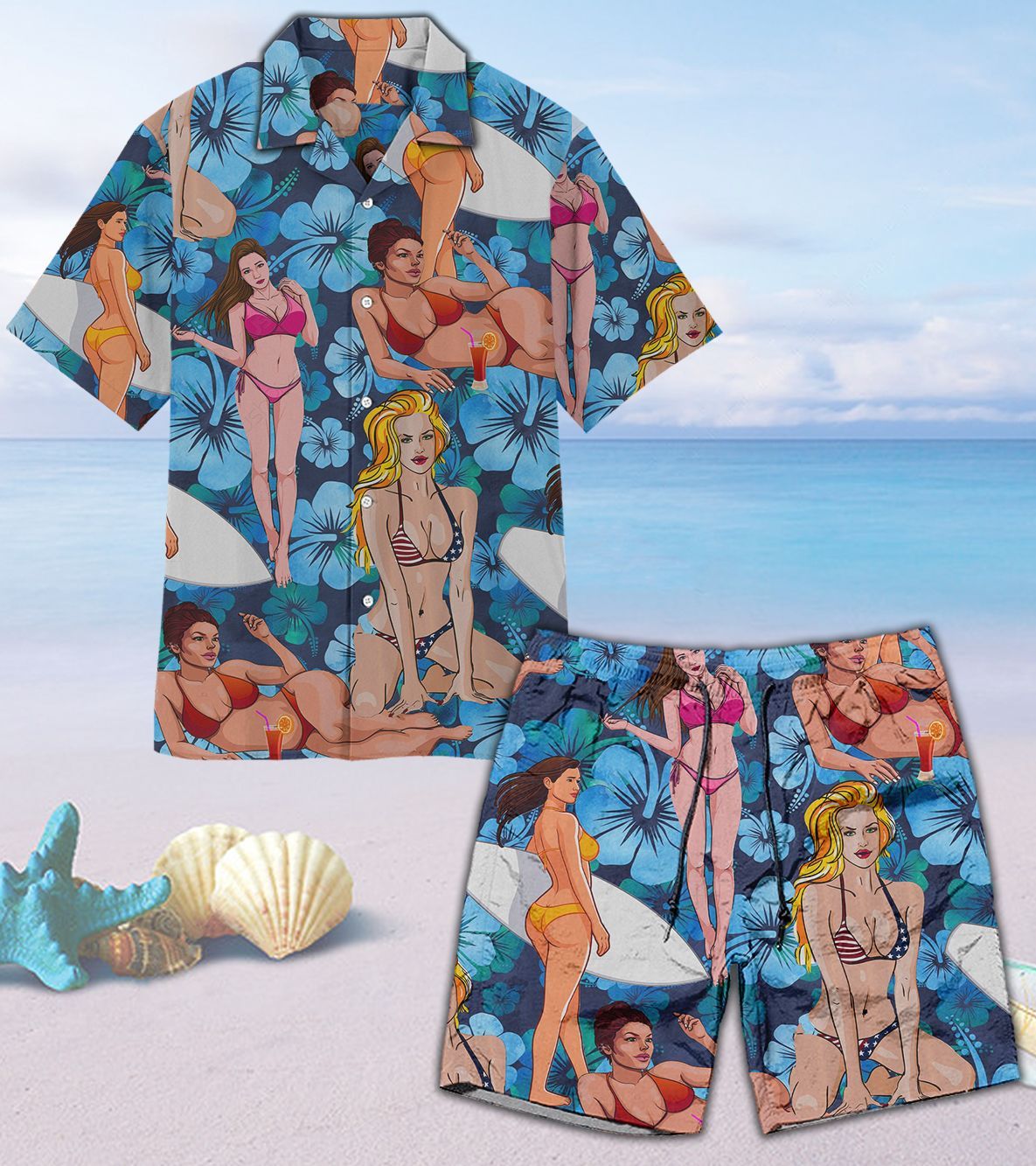 Sexy Unisex Hawaii Shirt + Beach Short, Summer Hawaii Shirt