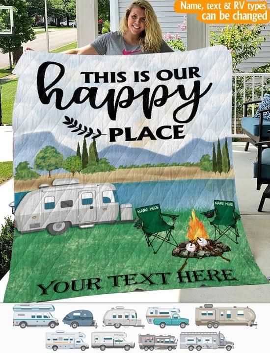 Camping this is our place custom Quilt Blanket