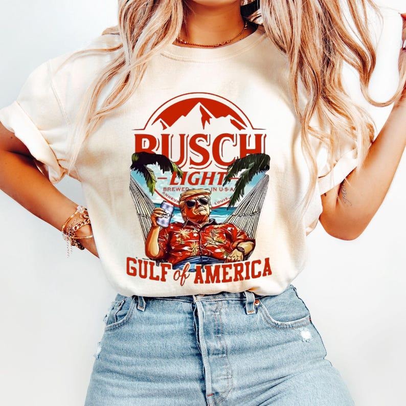 Gulf of America Donald Trump Shirt, Busch Light Shirt, Trump T-shirt, Trump in Hawaiian Shirt, Summer Beer Shirt, Gulf of America Beer Shirt