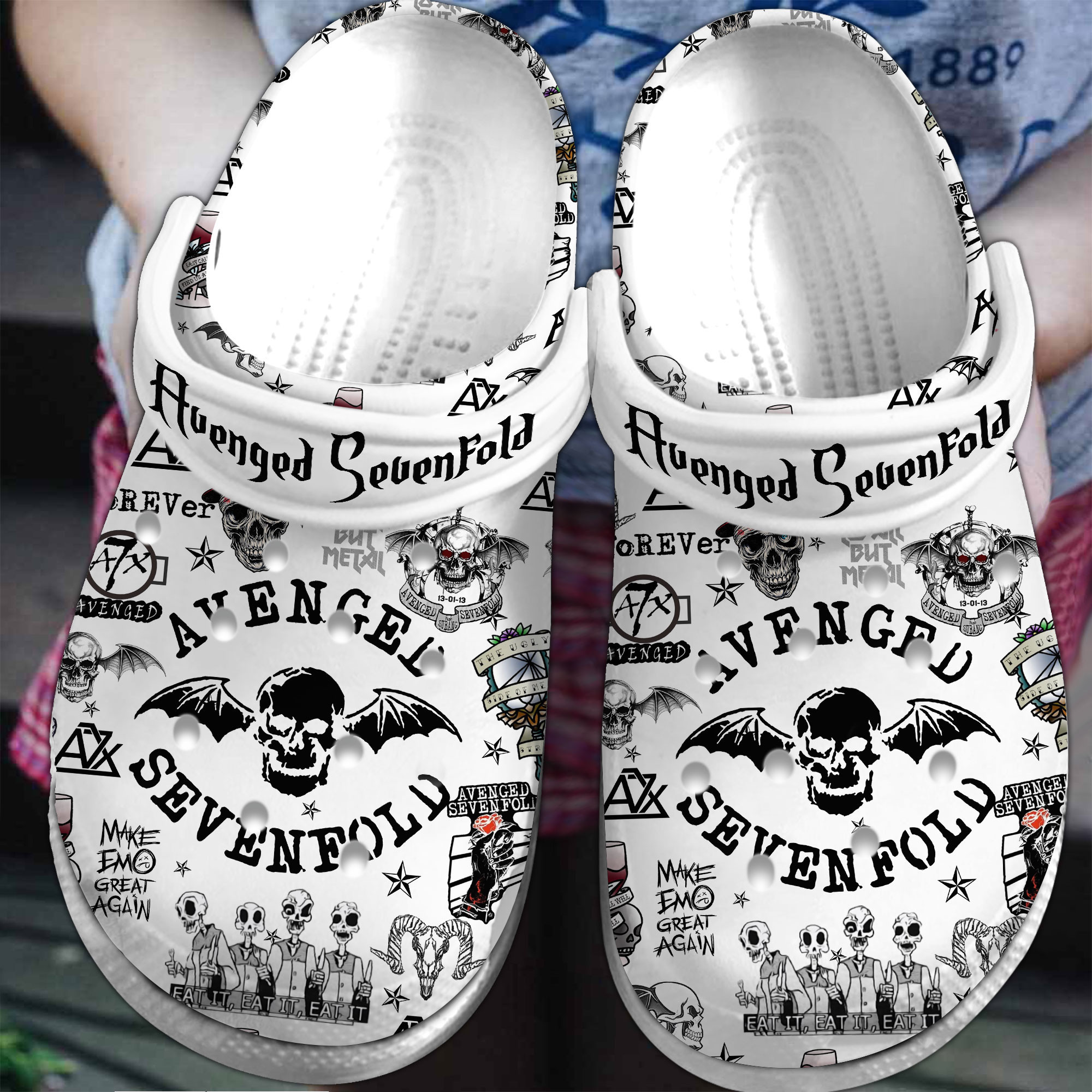 Premium Avenged Sevenfold Music Crocs Crocband Clogs Shoes Comfortable For Men Women and Kids