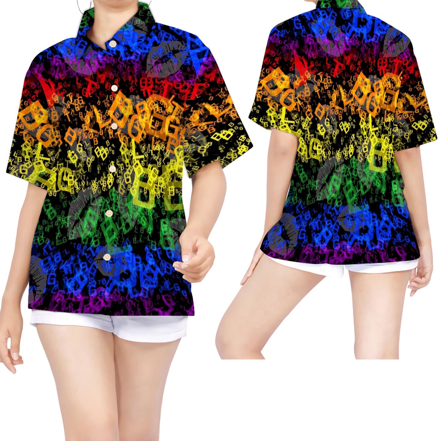 Lgbt Neon Rainbow Color Pride Month Women Hawaii Shirt Ha19084