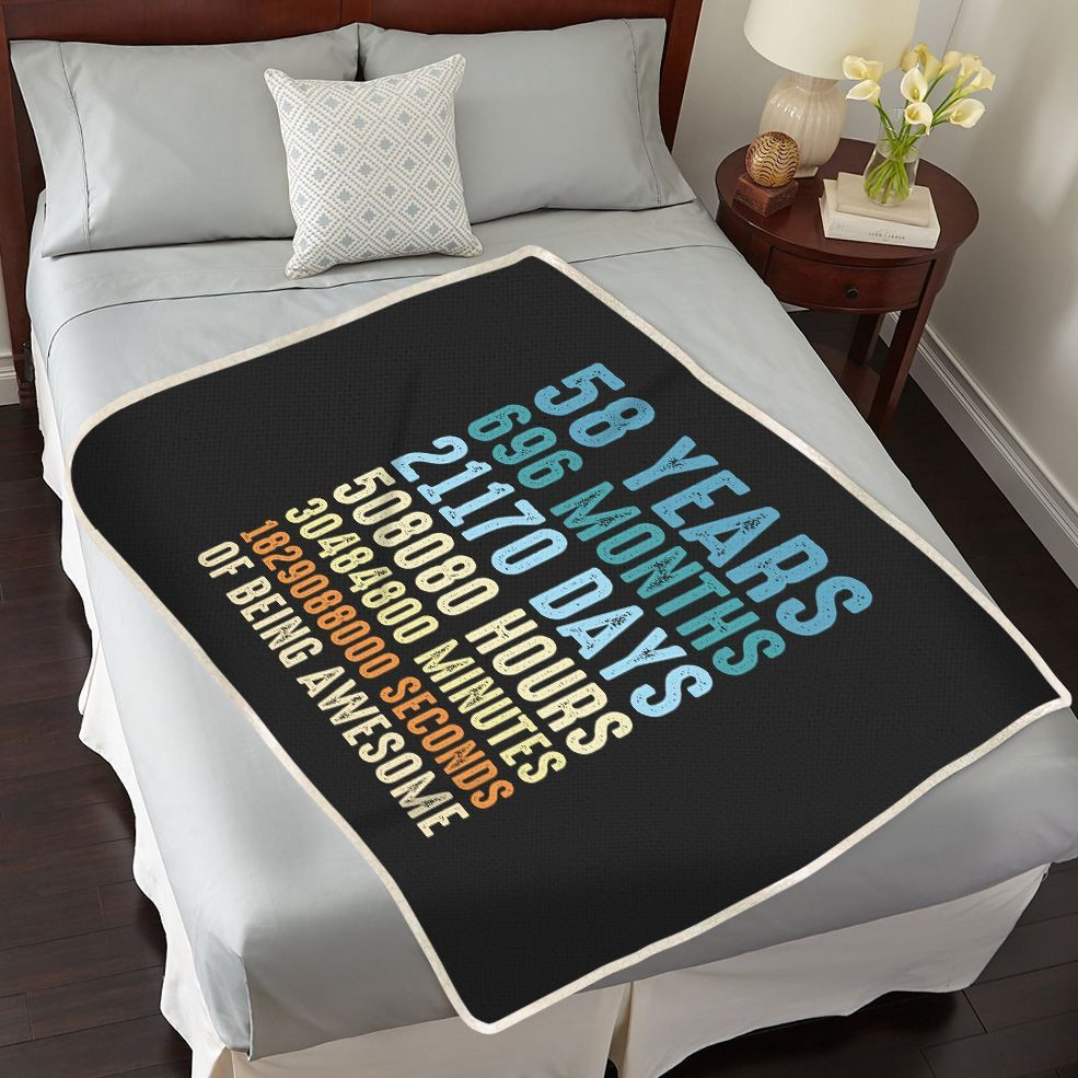 58Th Anniversary Blanket For Couple, Husband & Wife, Him & Her