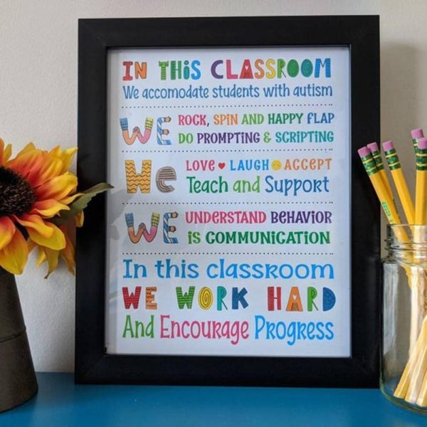 Autism Teacher Class School Rules Canvas And Poster Wall Decor Home Decorations Autism Awareness Wallpaper Gifts Ht