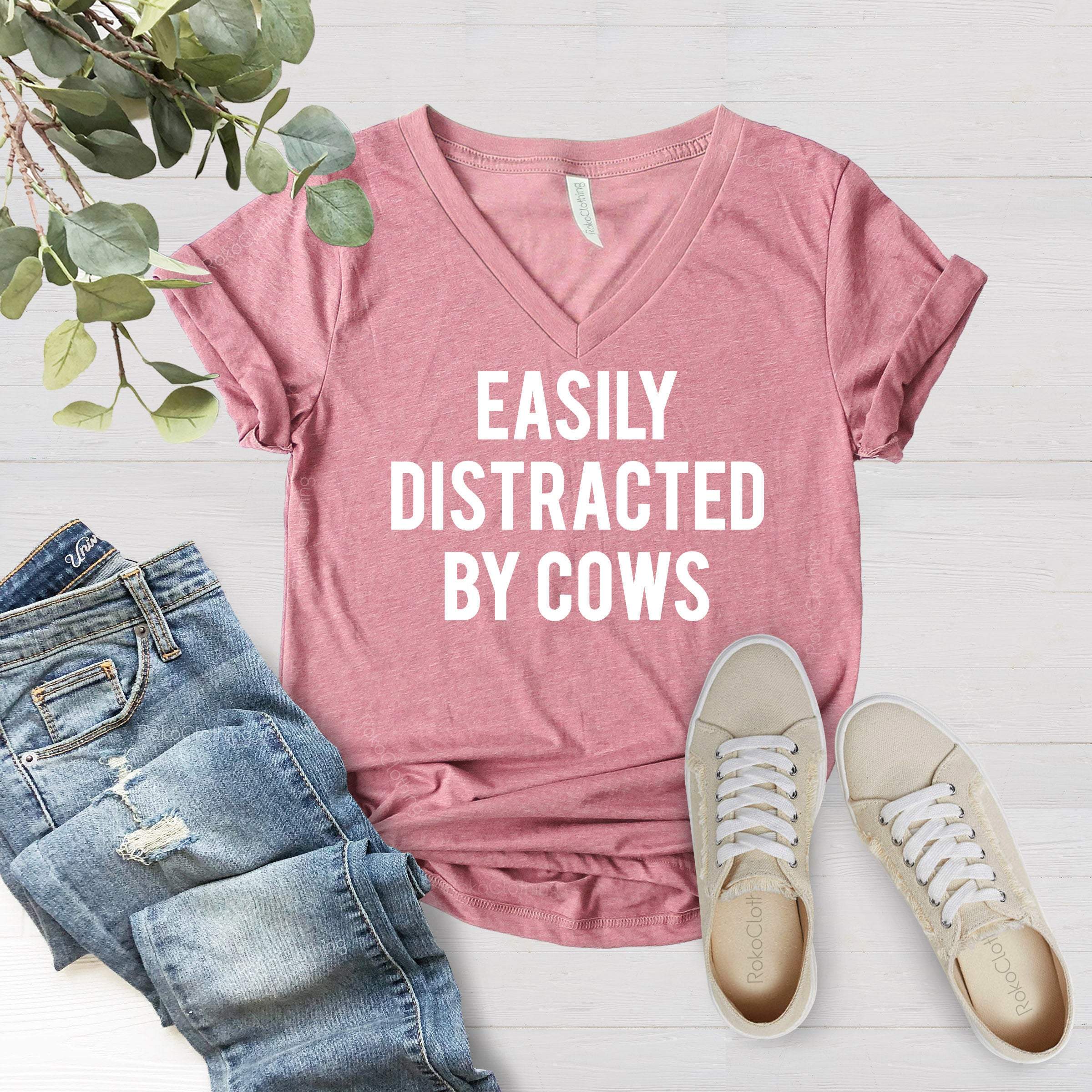 Easily Distracted By Cows Shirt, Cow Lover Shirt, Funny Cow Tee, Cow Tshirt, Cow Shirt, Farm Girl, Dairy Farm Farming Shirt, Farm Shirt