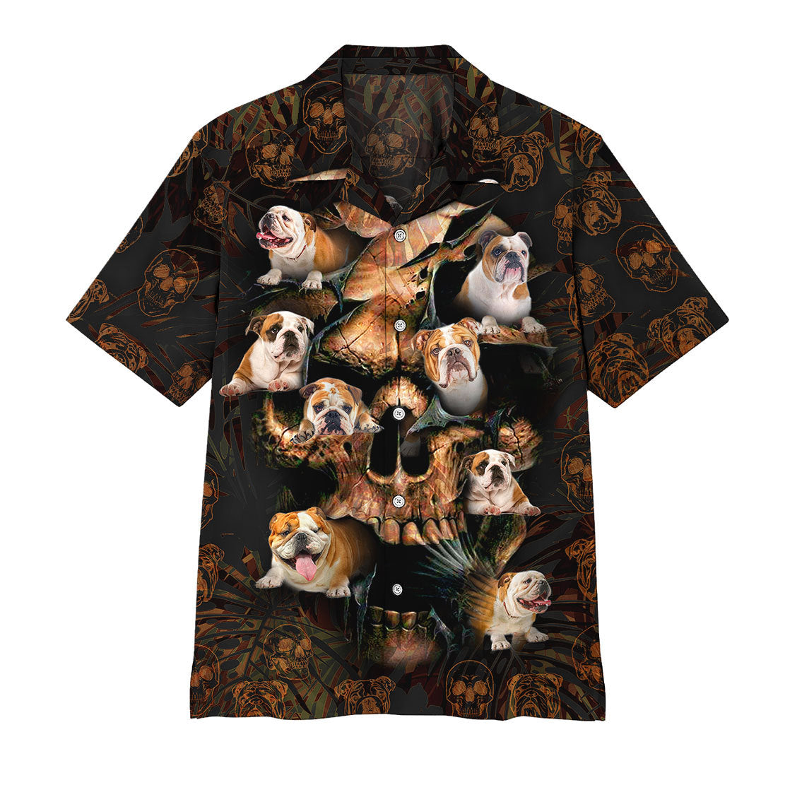 Gearhumans Bulldog Skull Hawaiian Shirt Ha23859